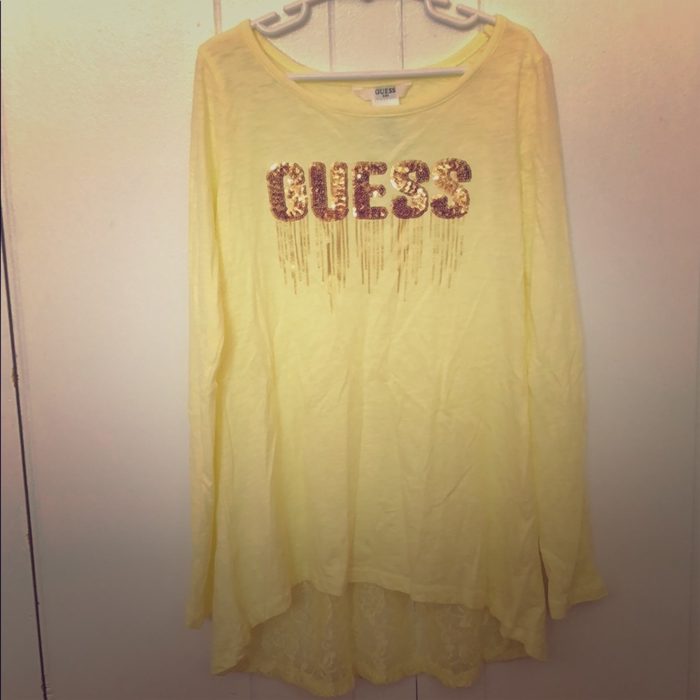 Guess yellow long sleeve shirt